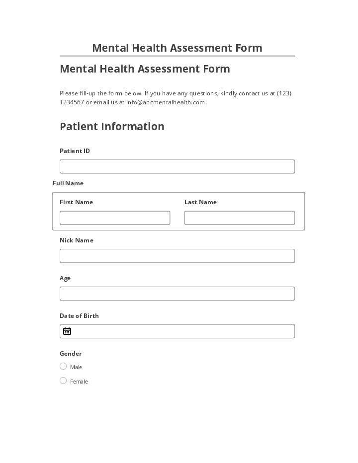 Pre-fill Mental Health Assessment Form from Netsuite
