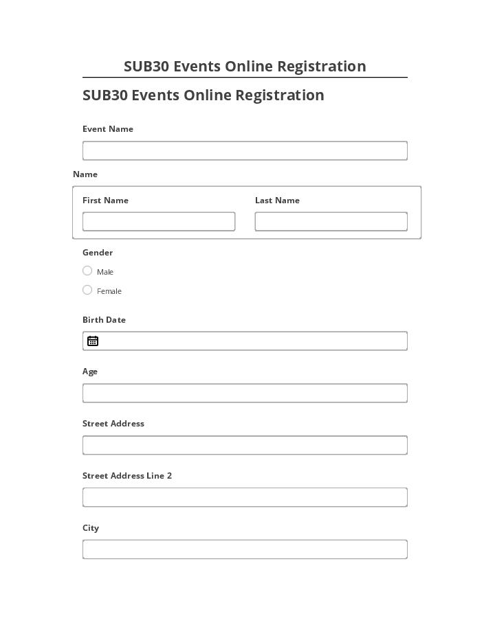 Synchronize SUB30 Events Online Registration