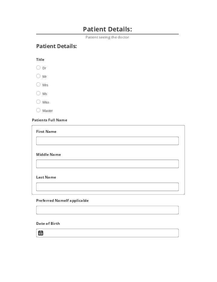 Export Patient Details: to Salesforce