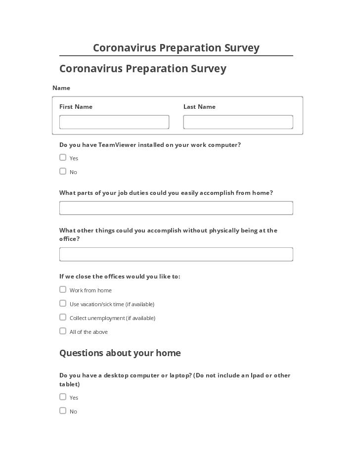 Arrange Coronavirus Preparation Survey in Salesforce