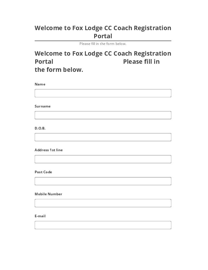 Arrange Welcome to Fox Lodge CC Coach Registration Portal in Netsuite