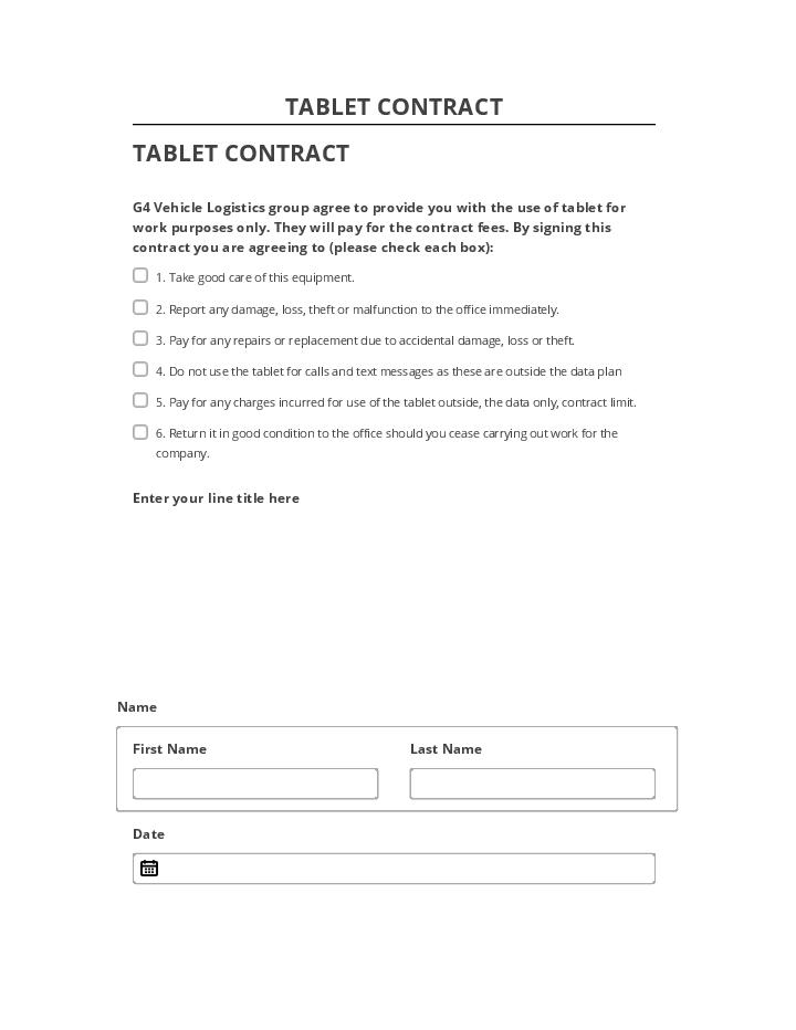 Arrange TABLET CONTRACT in Netsuite