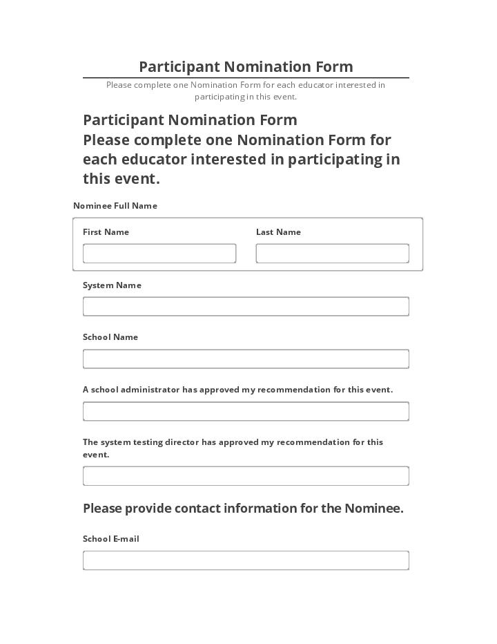Integrate Participant Nomination Form