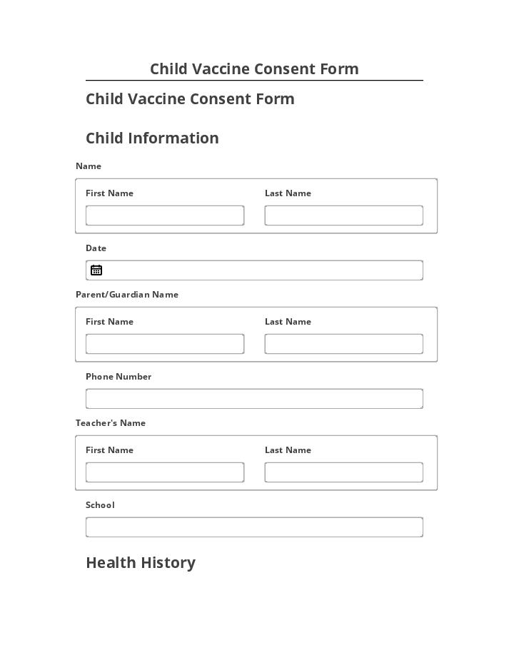 Update Child Vaccine Consent Form