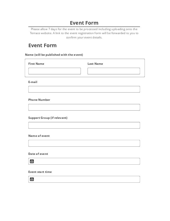 Incorporate Event Form in Salesforce