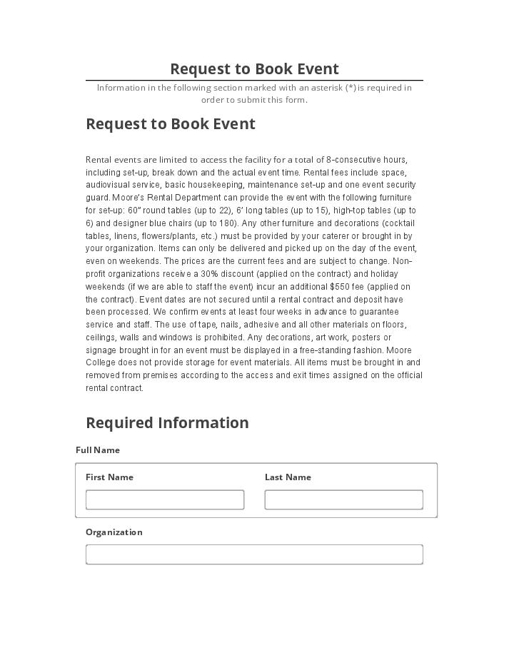 Arrange Request to Book Event in Salesforce