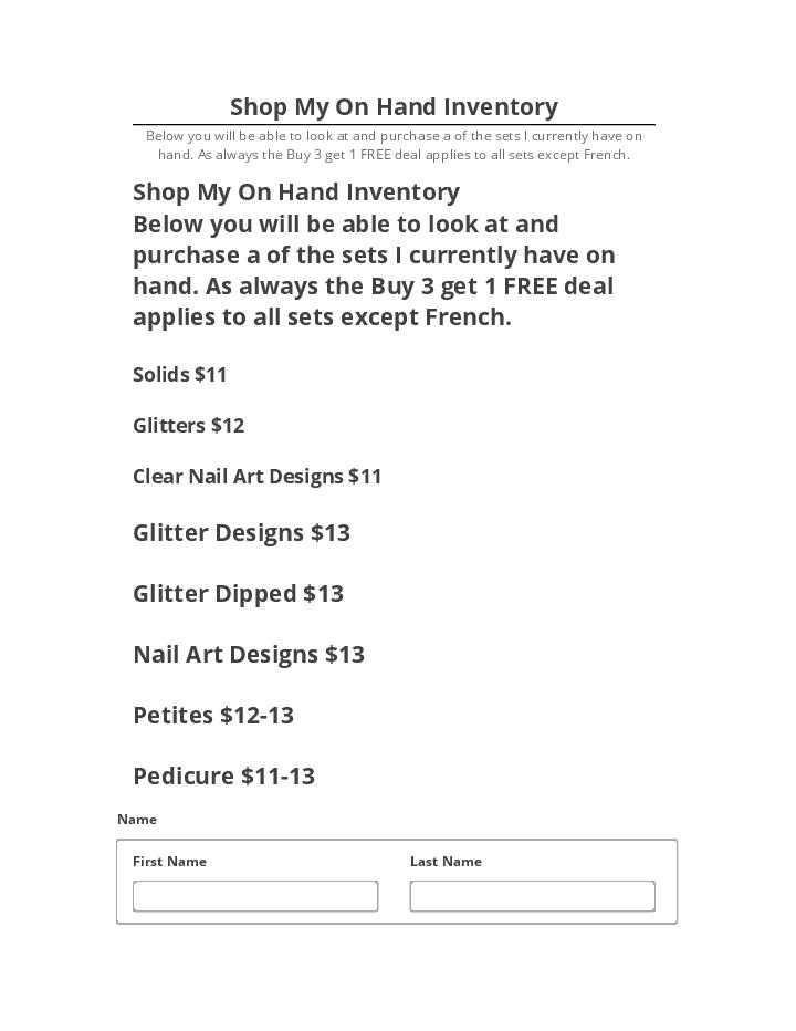 Pre-fill Shop My On Hand Inventory from Netsuite