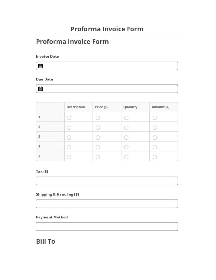 Extract Proforma Invoice Form