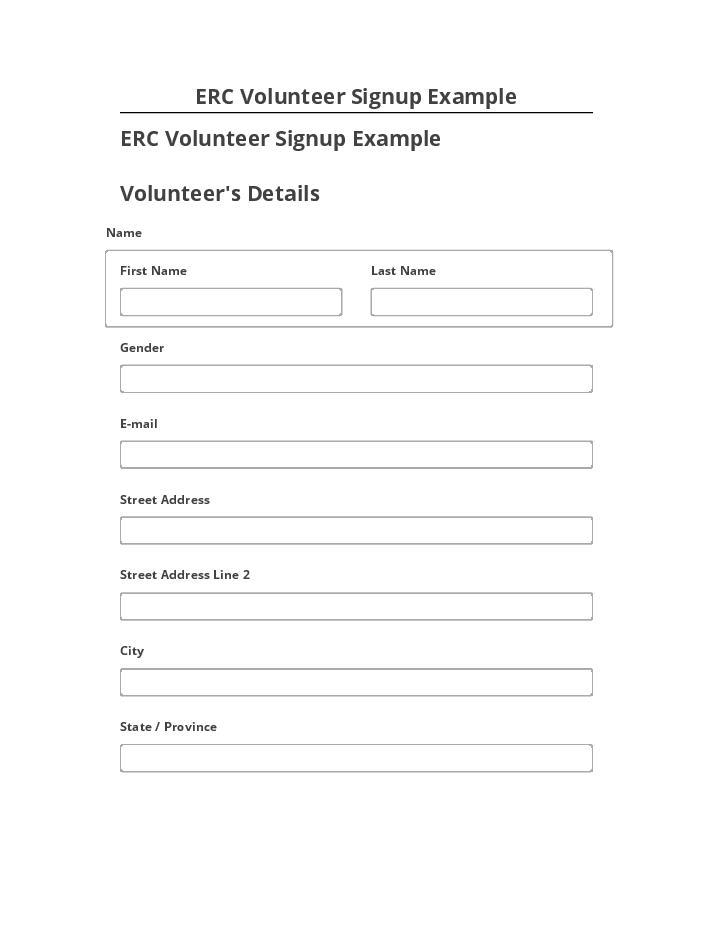 Export ERC Volunteer Signup Example to Salesforce