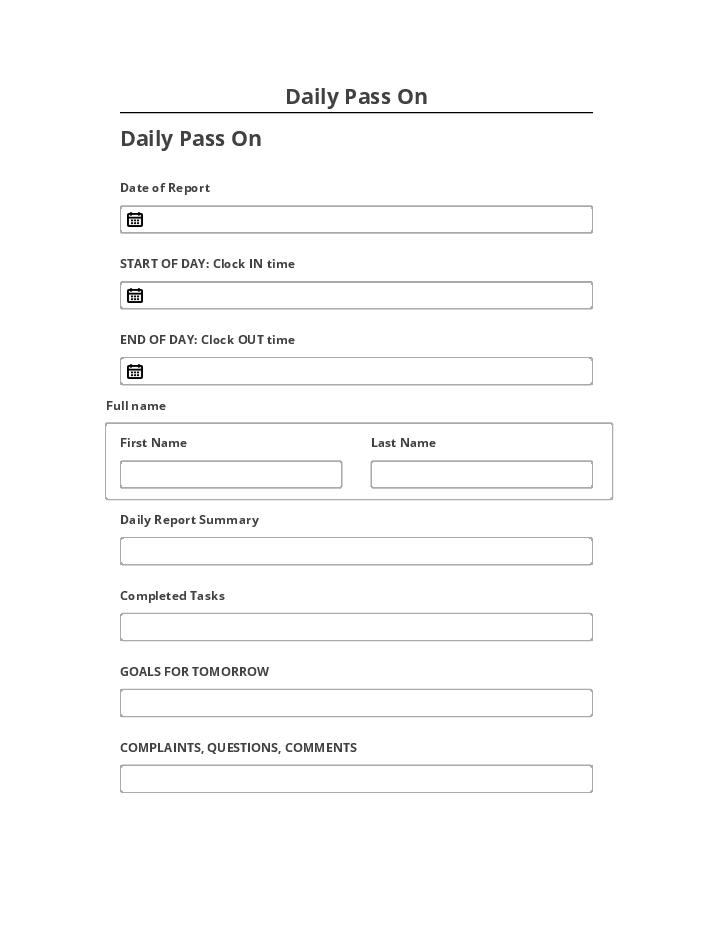 Pre-fill Daily Pass On from Salesforce