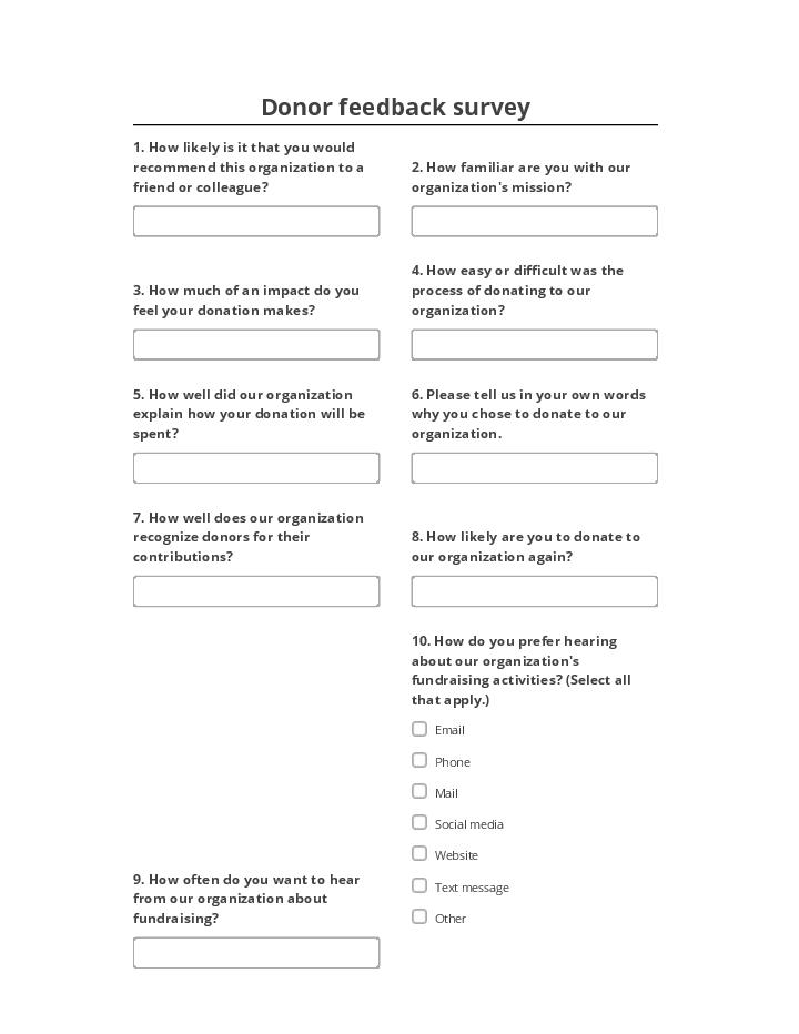 Arrange Donor feedback survey in Salesforce