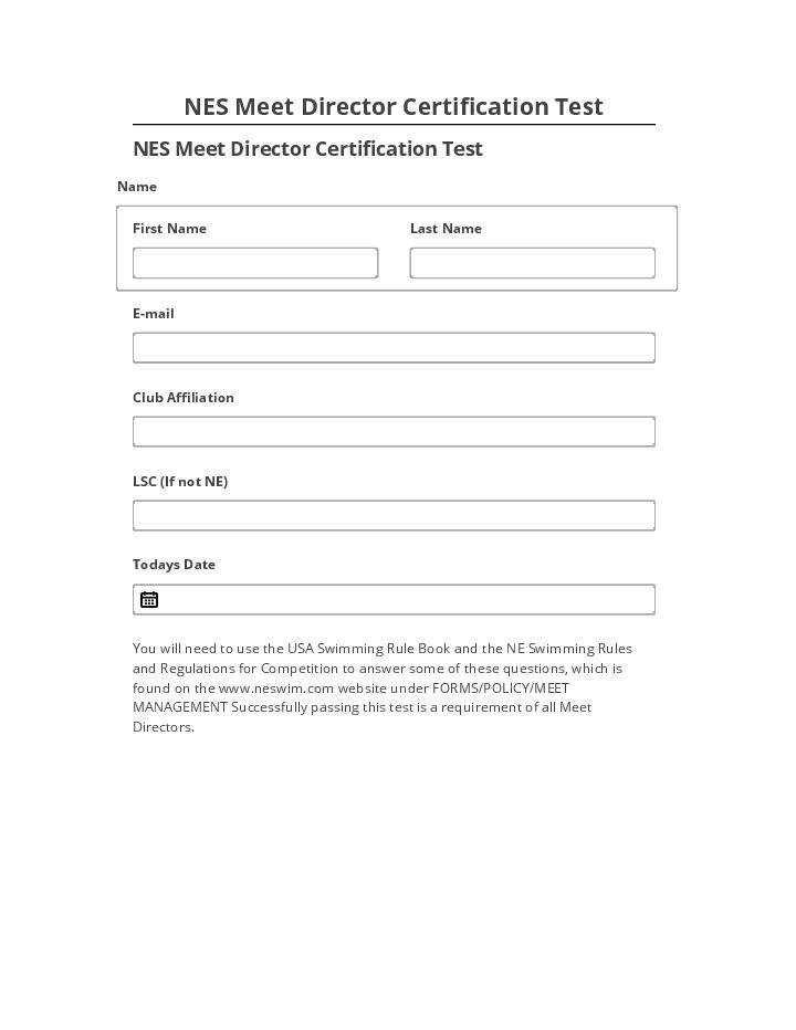 Export NES Meet Director Certification Test to Netsuite