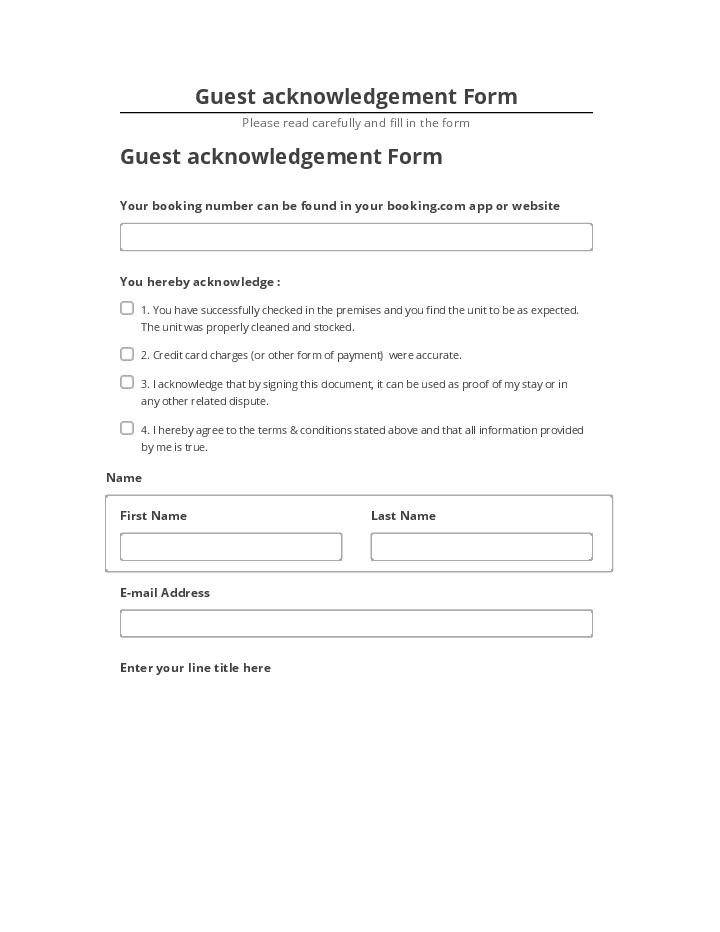 Incorporate Guest acknowledgement Form in Netsuite