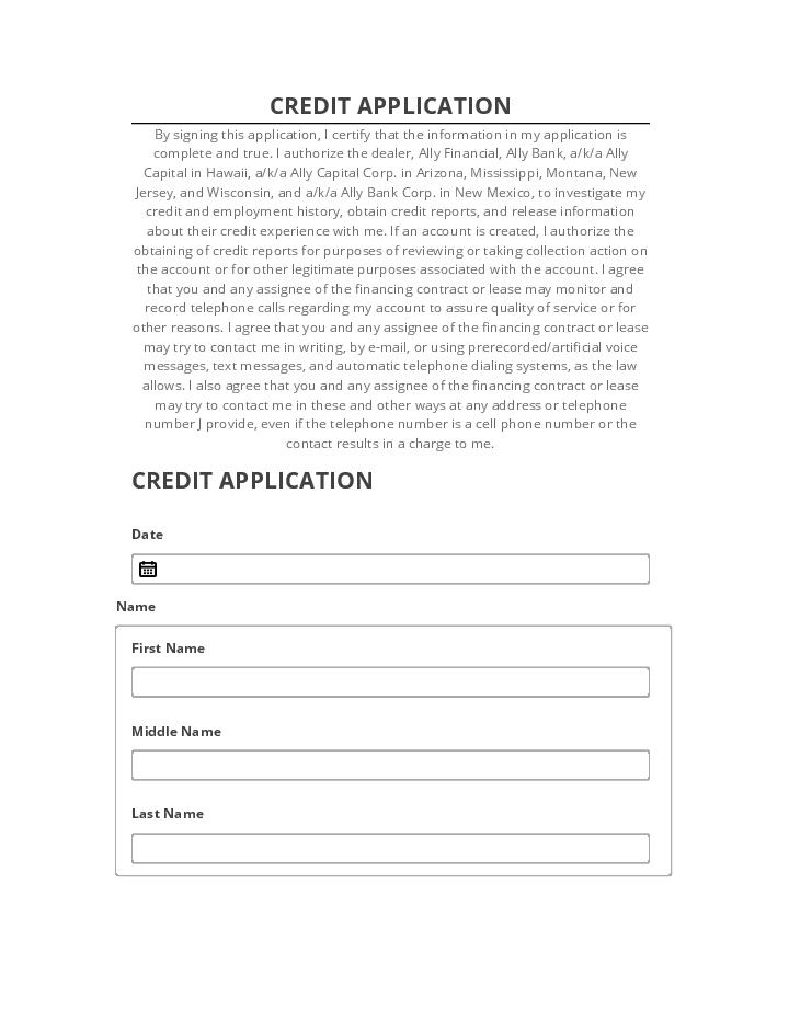 Synchronize CREDIT APPLICATION with Salesforce