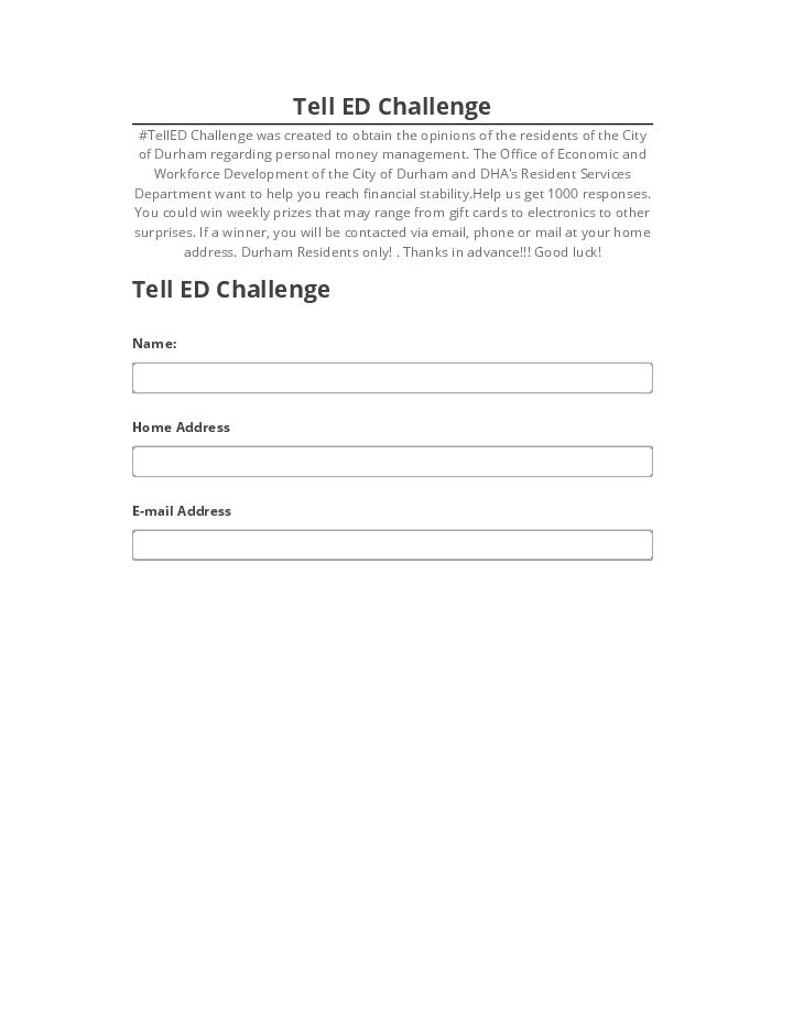 Pre-fill Tell ED Challenge from Salesforce