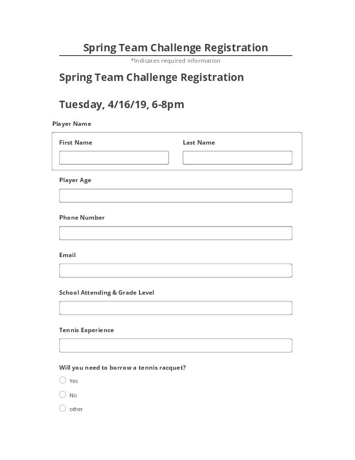 Pre-fill Spring Team Challenge Registration from Microsoft Dynamics