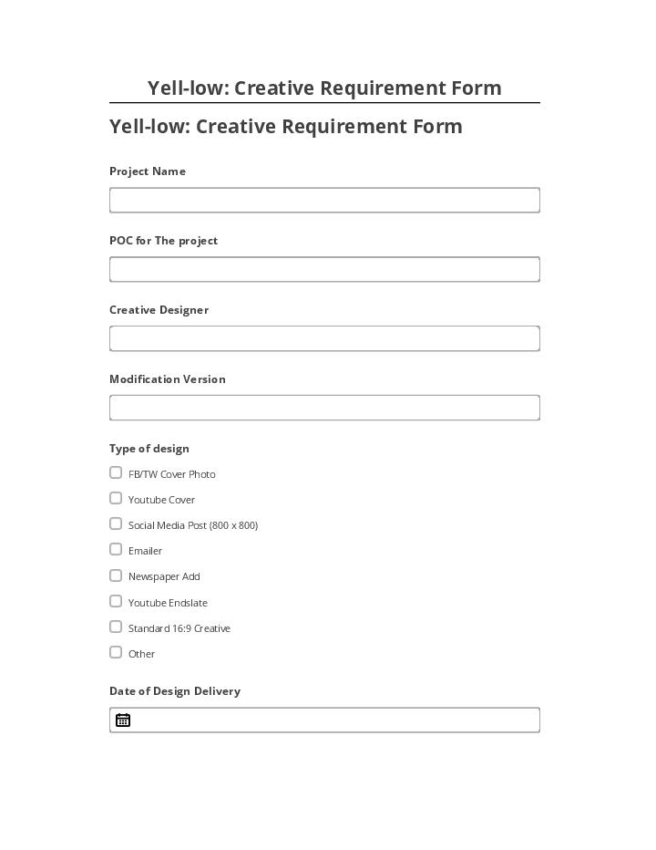 Automate Yell-low: Creative Requirement Form
