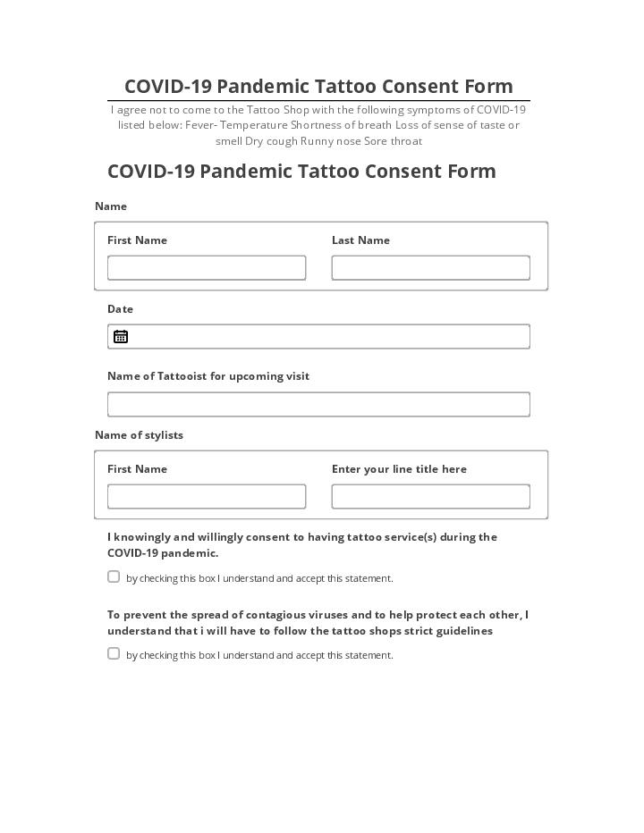 Arrange COVID-19 Pandemic Tattoo Consent Form