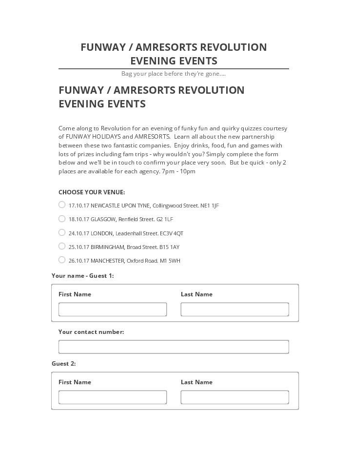 Update FUNWAY / AMRESORTS REVOLUTION EVENING EVENTS from Netsuite
