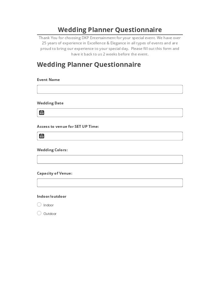 Arrange Wedding Planner Questionnaire in Salesforce