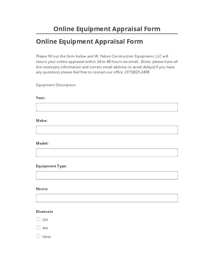 Arrange Online Equipment Appraisal Form in Salesforce