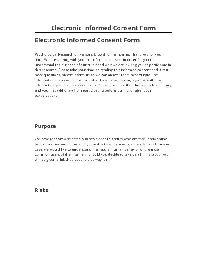 Integrate Electronic Informed Consent Form