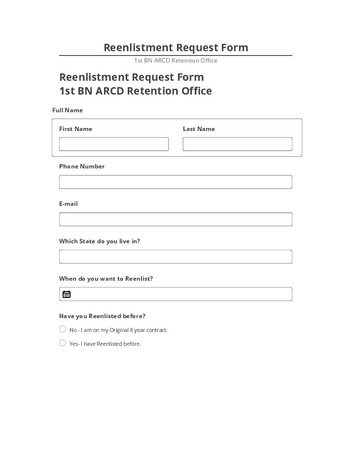 Arrange Reenlistment Request Form in Salesforce
