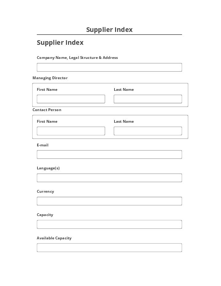 Pre-fill Supplier Index from Salesforce