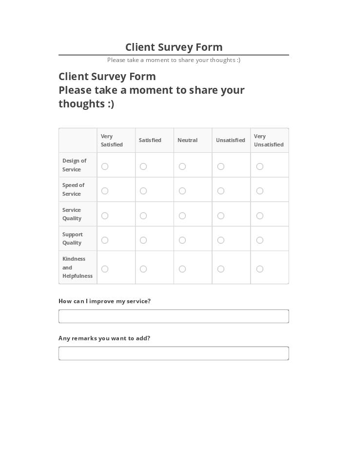 Integrate Client Survey Form with Salesforce