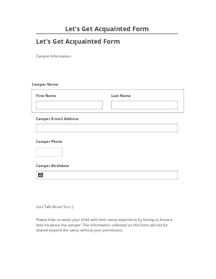 Arrange Let's Get Acquainted Form in Salesforce