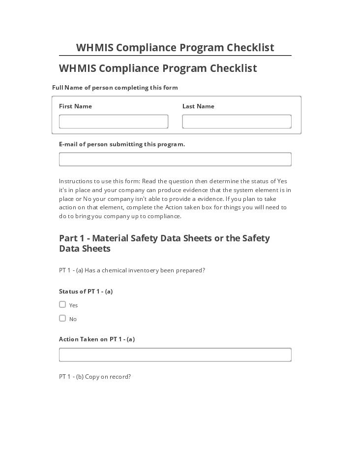 Synchronize WHMIS Compliance Program Checklist with Netsuite