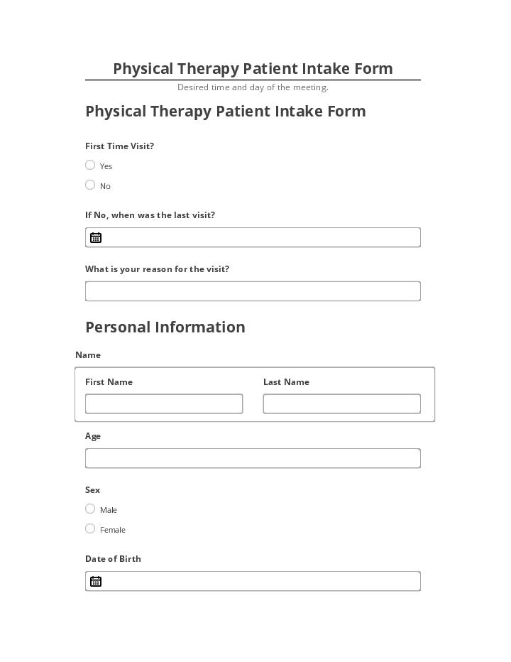 Pre-fill Physical Therapy Patient Intake Form