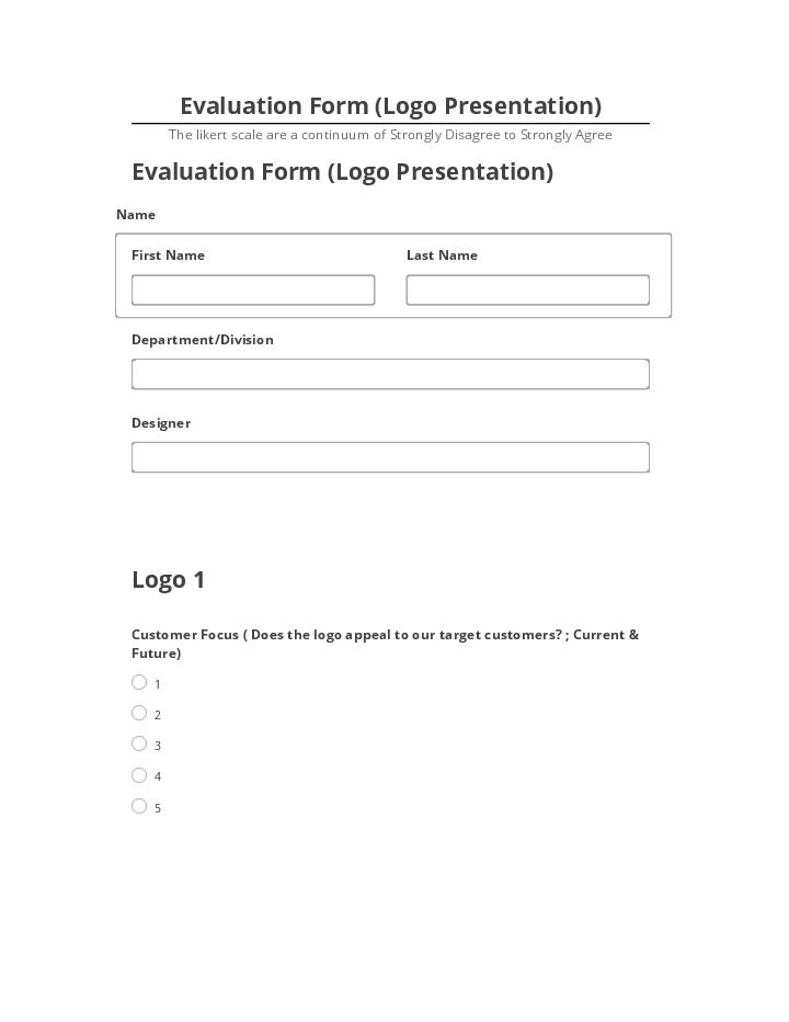 Arrange Evaluation Form (Logo Presentation) in Netsuite