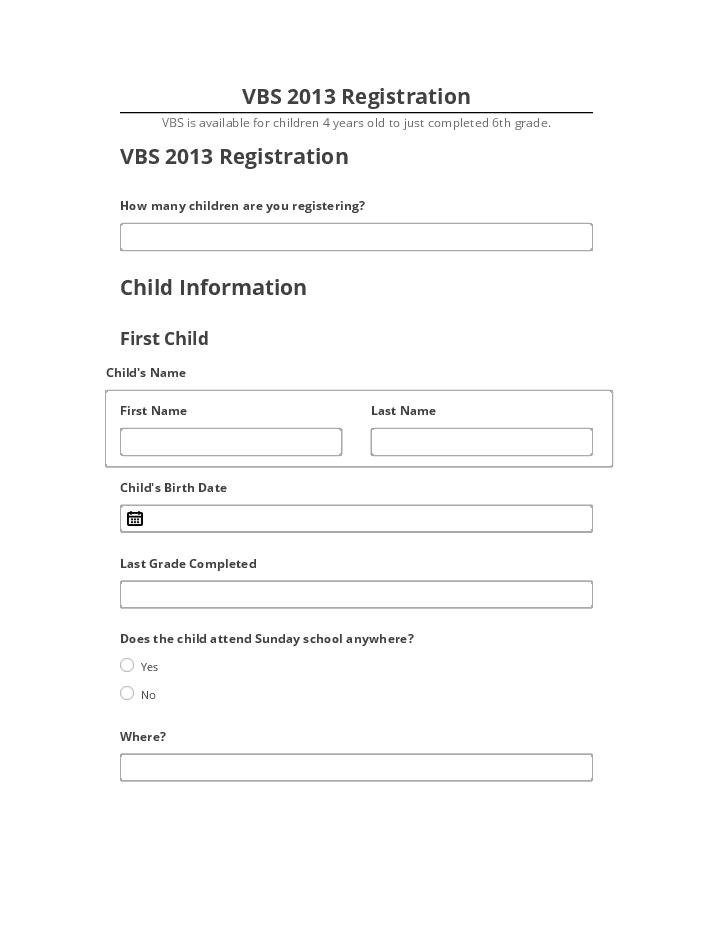 Pre-fill VBS 2013 Registration from Netsuite