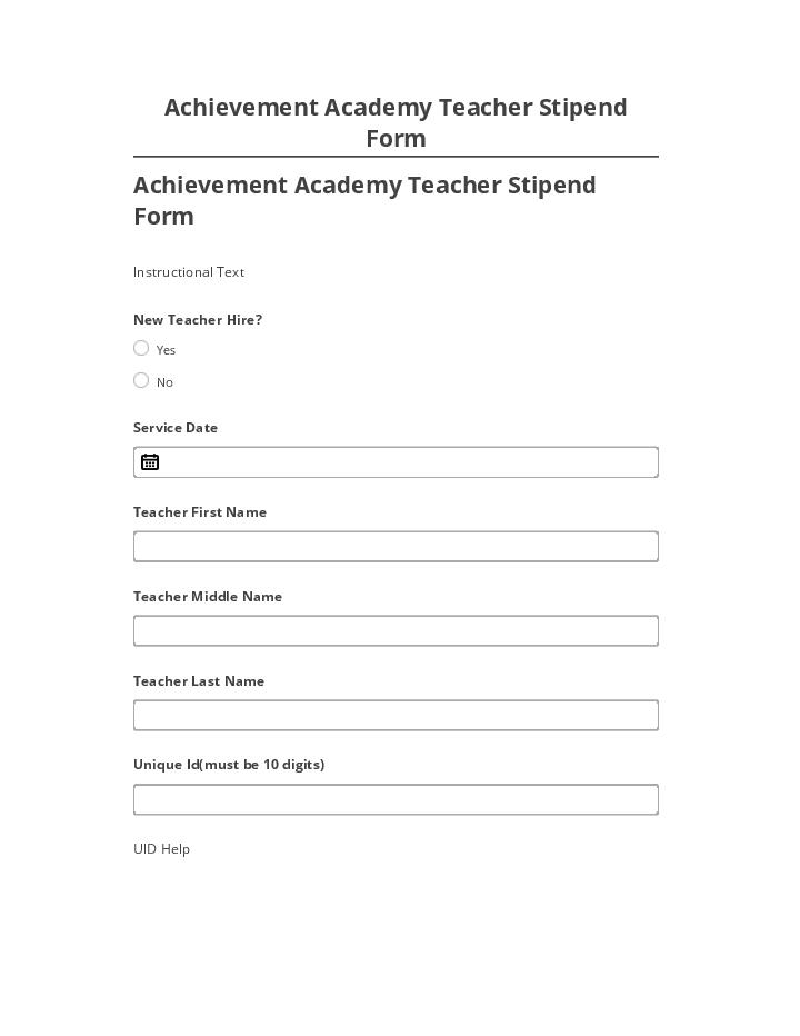 Synchronize Achievement Academy Teacher Stipend Form