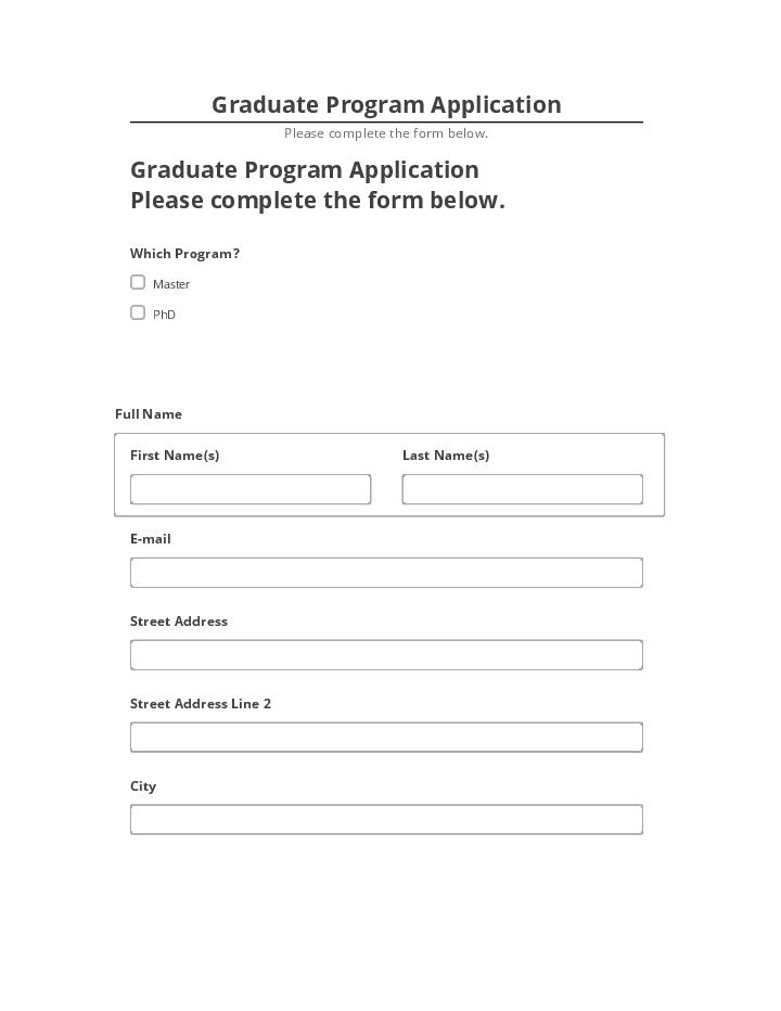 Export Graduate Program Application