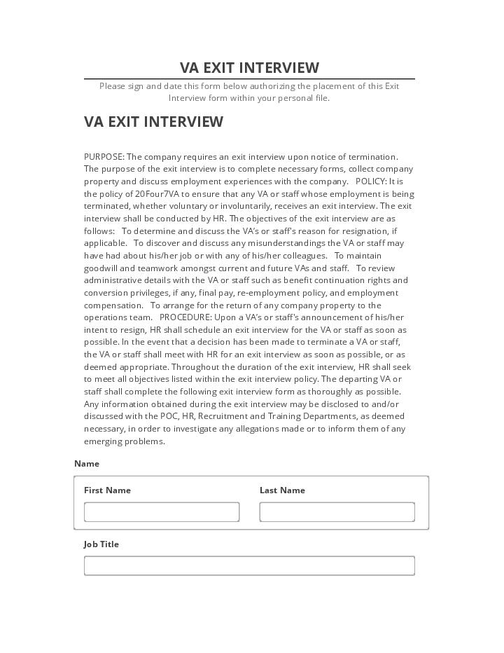 Incorporate VA EXIT INTERVIEW in Microsoft Dynamics