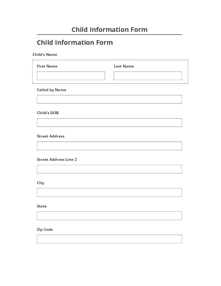 Manage Child Information Form in Netsuite