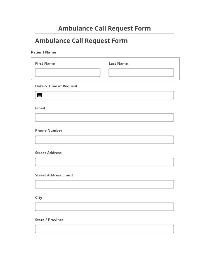 Export Ambulance Call Request Form