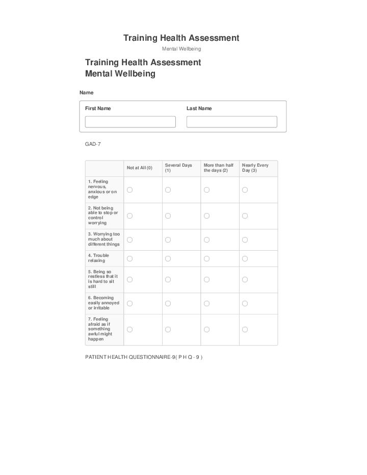Manage Training Health Assessment in Netsuite