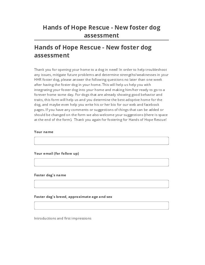 Export Hands of Hope Rescue - New foster dog assessment to Netsuite