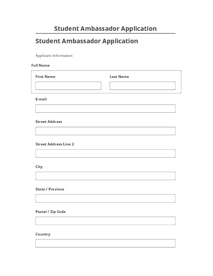 Pre-fill Student Ambassador Application