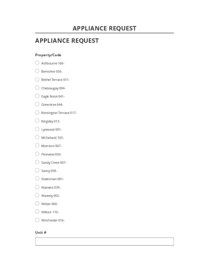 Arrange APPLIANCE REQUEST in Salesforce