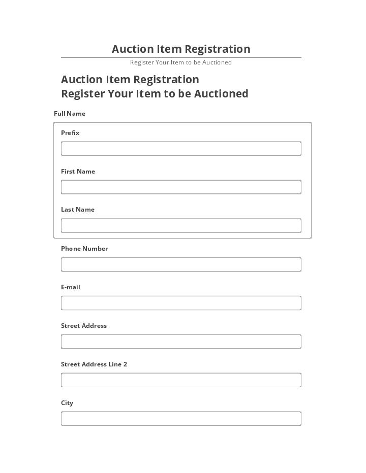 Arrange Auction Item Registration