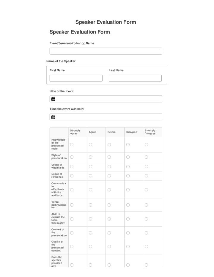 Export Speaker Evaluation Form