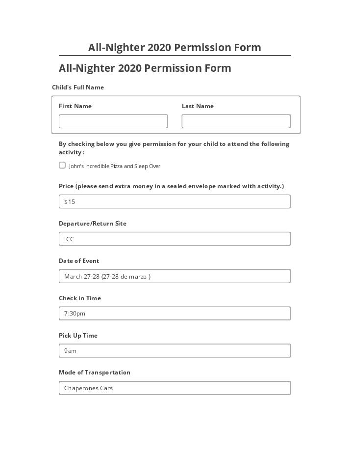 Synchronize All-Nighter 2020 Permission Form with Microsoft Dynamics