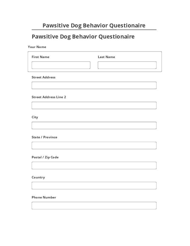 Export Pawsitive Dog Behavior Questionaire to Netsuite