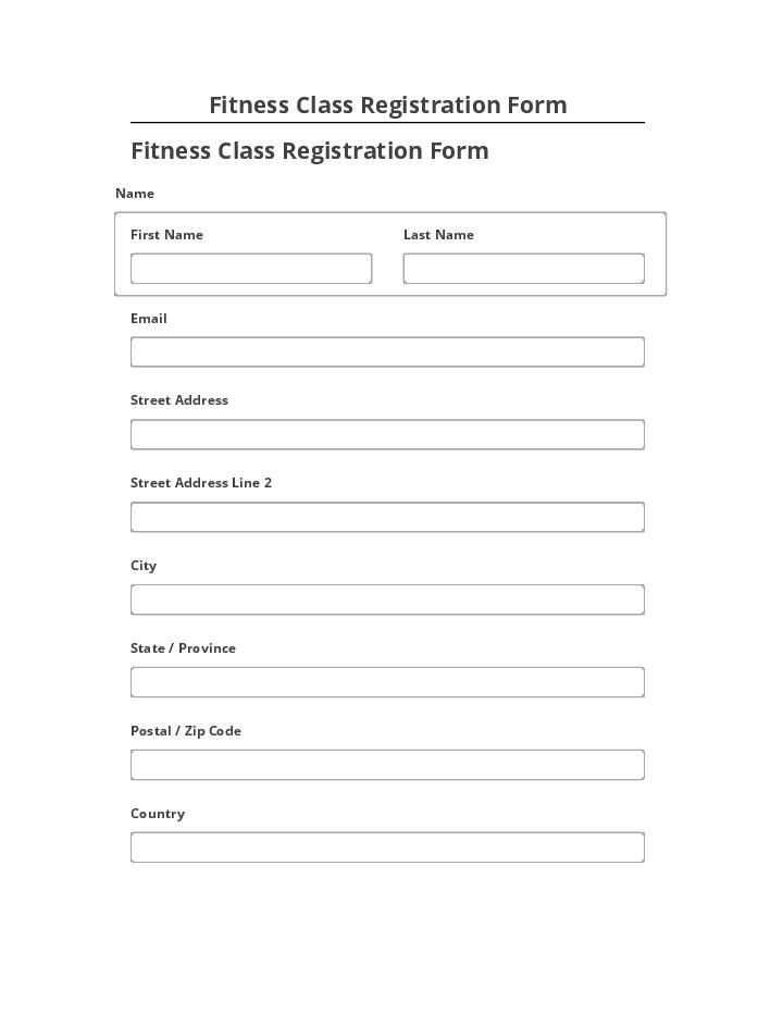 Arrange Fitness Class Registration Form