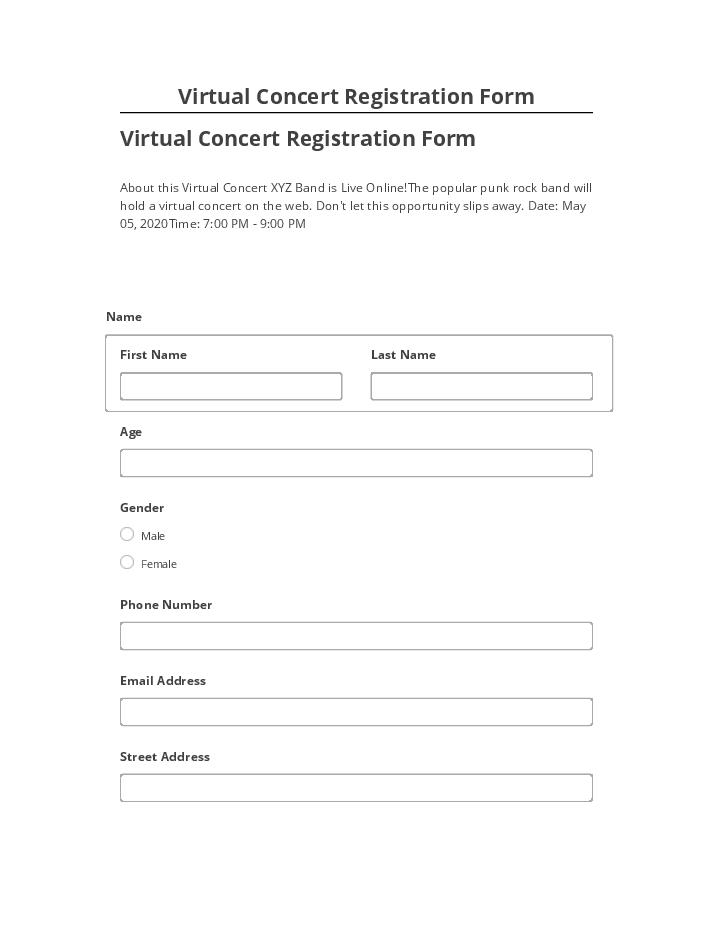 Pre-fill Virtual Concert Registration Form from Salesforce