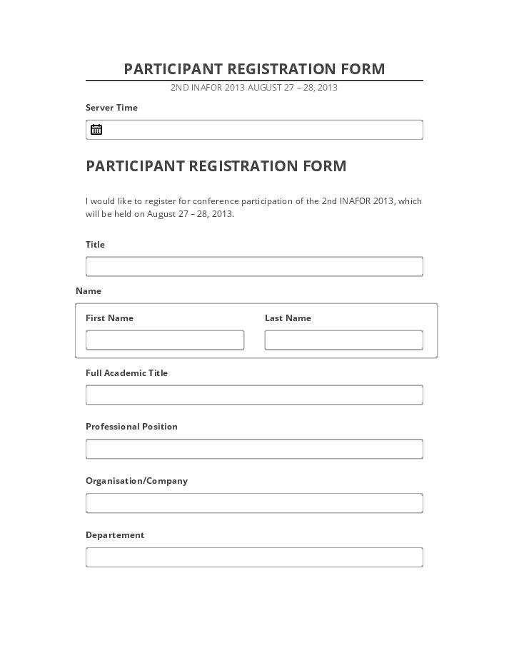 Extract PARTICIPANT REGISTRATION FORM from Microsoft Dynamics